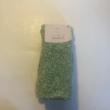 AUDEN Socks Cozy Fuzzy Crew Cut Super Soft 2 Pair Sizes 4-10 Green Gray Gift NWT