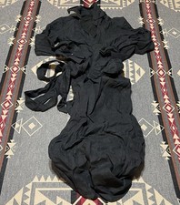 Just BEE Queen Luma Linen Black Midi Sheath Dress Women’s M T39