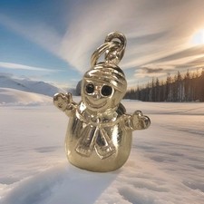 Sterling Silver Jolly Snowman Pendant 925 Winter Weather 10.5G Christmas Holiday
