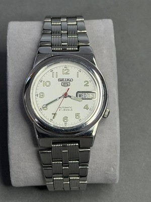 Seiko 5 Automatic 7S26 White Arabic Numeral Dial Day Date 21J Men s Watch