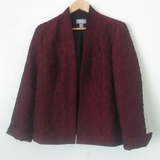 Chico's Dark Red Open-Front Crinkle Satin Blazer, Chico's Size 1, US Med 8-10