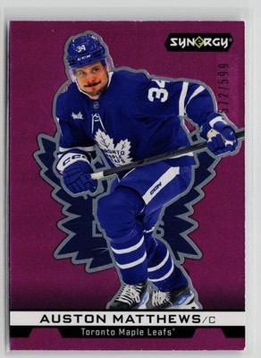 Auston Matthews #/599 - 2024-25 UD Synergy NHL Impressions Magenta #IM-7 Toronto