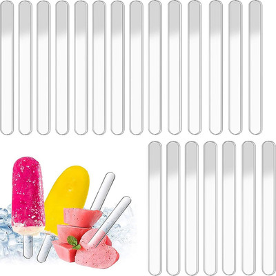 40Pcs Acrylic Sticks,4.5 Inch Reusable Ice Cream Sticks, Ice Cream Sticks, Cake