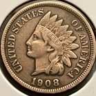 1908 Indian Head Cent Sharp Detail Nice Surfaces Philadelphia Penny BN934