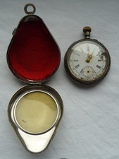 Vecchio orologio da tasca con custodia protettiva, custodia protettiva, argento 0800, TU#02k