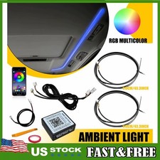 Led Car Interior Neon Light Trim Fiber Glow Optic Strip Ambient Kit Lighting App