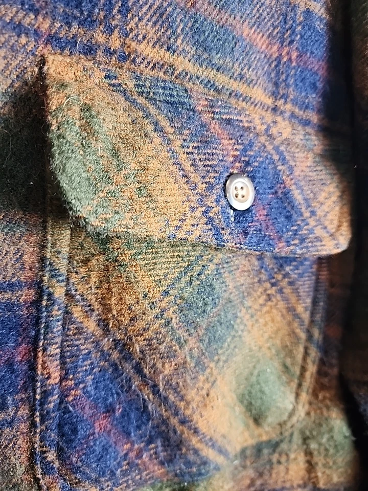 Camisa de franela con botones vintage estructura para hombre talla L tartán a cuadros suave al aire libre Foto 2 de 4