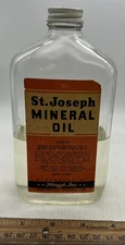 St.Joseph Mineral Oil Collectible Glass Bottle Medical Supplies Vintage Duraglas