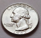 1962‑D Washington Quarter • AU Slider • 90% Silver • Strong Detail • X95