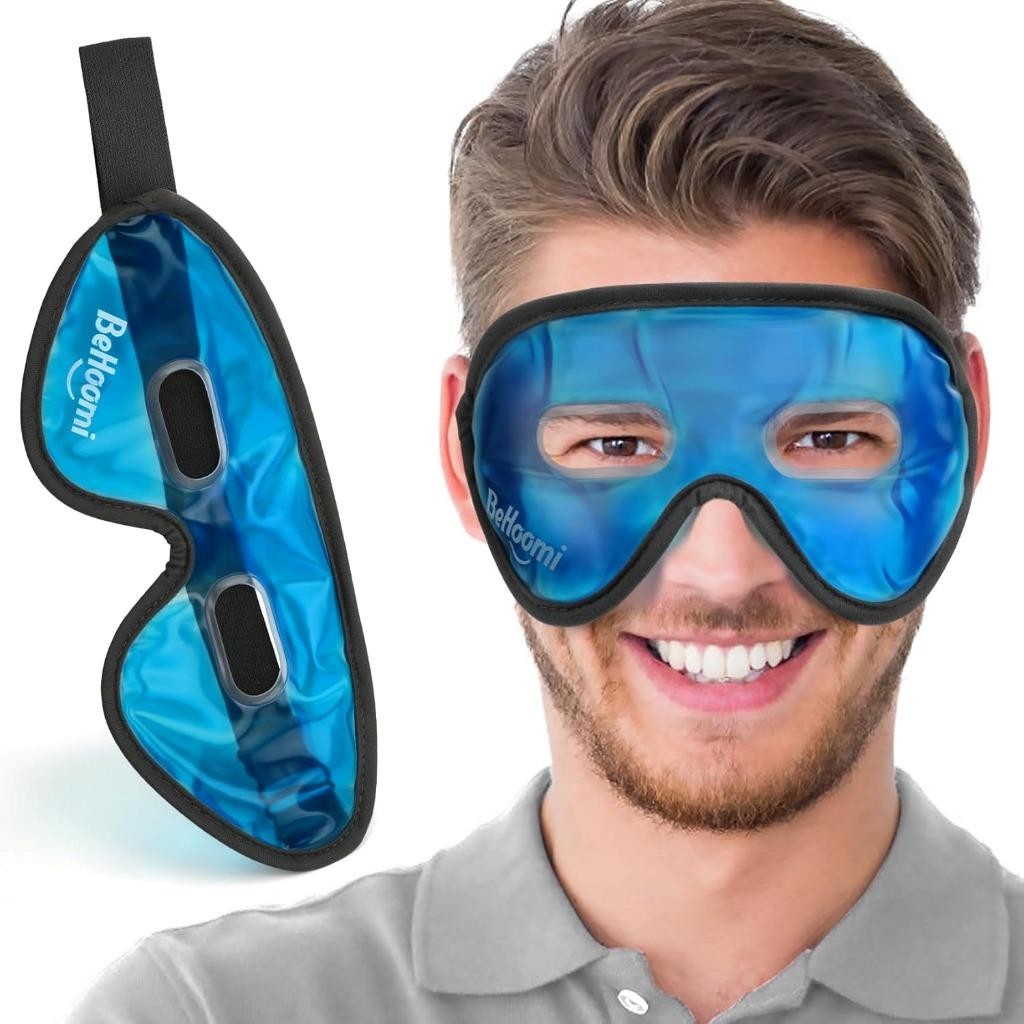 BeHoomi Reusable Cooling Gel Eye Mask with Holes for Relaxation NIB Blue-image