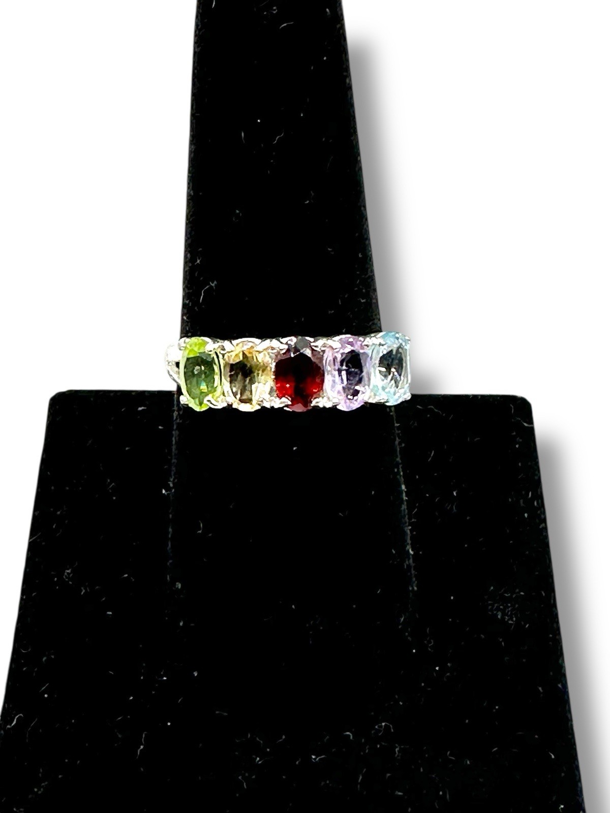 Sterling Silver Multi Gemstone Oval Ring - image 8