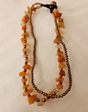 Antique Bronze Dyed Howlite Statement Bracelet 7.5" hand made Boho