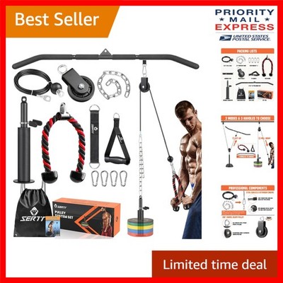 Intense Workout with 2-in-1 Cable Pulley System & LAT Pull Down Bar Attachment