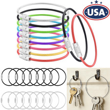 1.5mm Stainless Steel Wire Keychain 6" Aircraft Cable Key Ring Luggage Loops USA