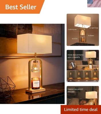 Candle Warming Table Lamp in Gold - Timer, Dimmer & 3 Light Sources Included