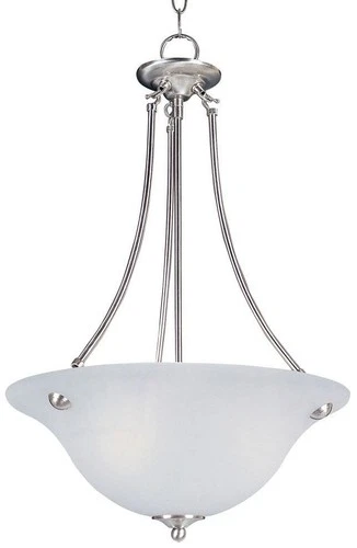 Maxim 2682FTSN Satin Nickel Malaga 3-Light Invert Bowl Pendant Frosted Glass - Picture 1 of 4