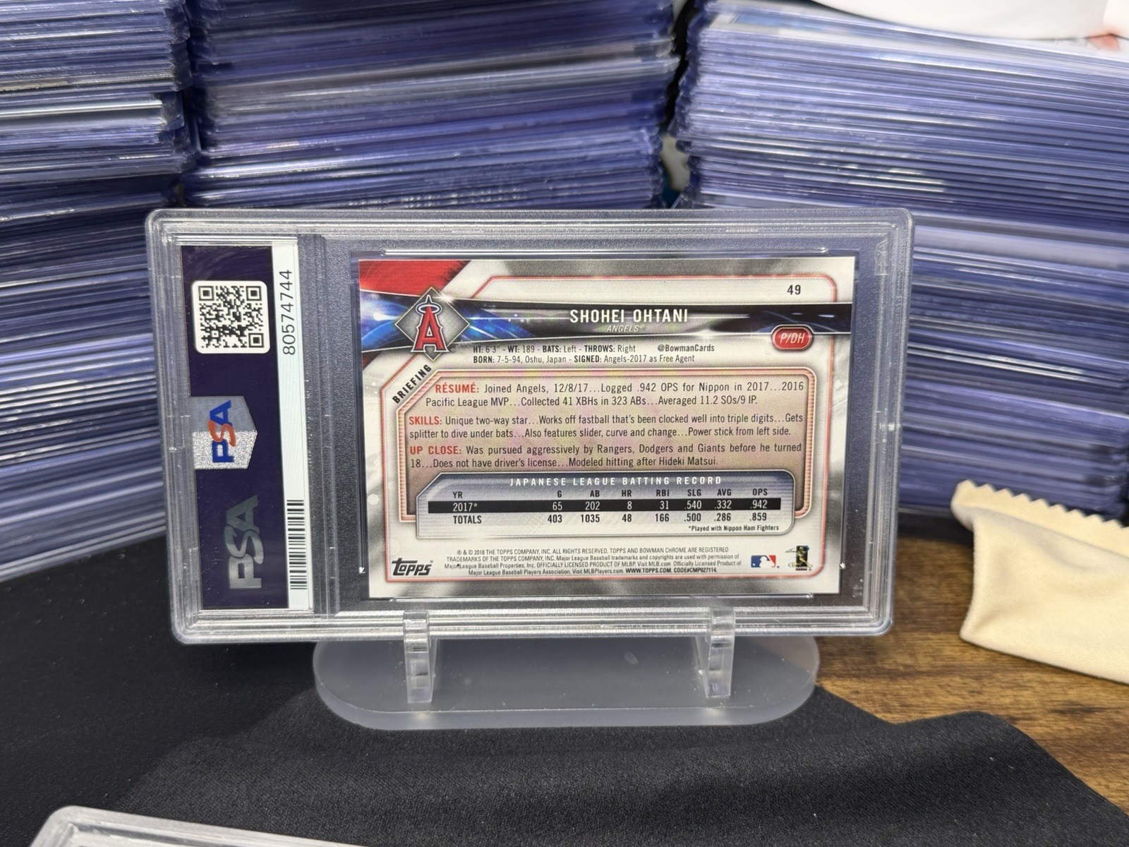 2018 Bowman Shohei Ohtani RC Rookie #49 Angels PSA 10 GEM MINT view 2