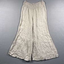Milio Milano Linen Wide Leg Pants Women's Small Beige Boho Beachy Flowy Flared