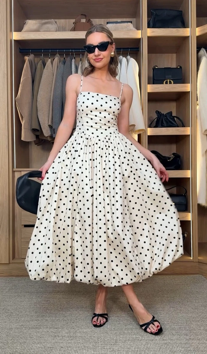 abercrombie polka dot midi dress Women's Dipped-Waist Smocked Midi Dress | Women's Clearance