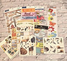 Scrapbook Journaling Lot Of 7 Stickers, Animal Themed/Zoo, 6 New Sheets 1 Used