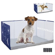 Dog Litter Box with High Walls,Pee Pad Holder Tray for Dog Potty Blue star