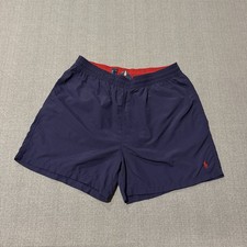 Polo Ralph Lauren Swim Trunks Mens XL Navy Blue Red Pony Logo Mesh Lined Shorts