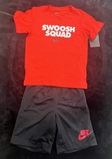 NWT Boys Nike 2 Piece Shirt Shorts Set Red/Black Size 7