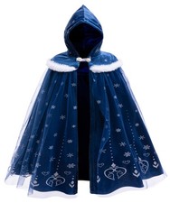 Girls Princess Party Velvet Cape Kids Warm Elsa Hooded Cape Play Dress up Cloak
