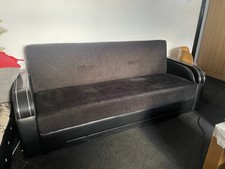 Black Solid Fabric Sofa x3