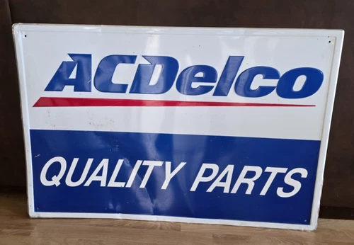 Vintage used AC Delco Quality Parts Aluminum Framed Sign *Large 3x2Ft.