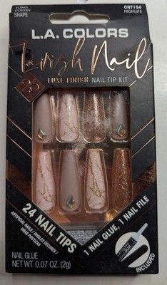 L.A.Colors Long Lavish Nail Tips Highlife CNT154 {24 Nail Tips & Glue Included}
