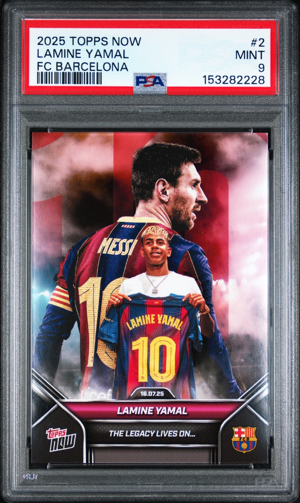 2025-2026 TOPPS NOW FC BARCELONA #2 LAMINE YAMAL PSA 9