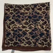 Vtg Elaine Gold Collection XIIX Silk Chiffon Scarf 80s Brown Abstract 21x21