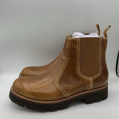 Grenson Latimer Boots Mens Size 9 Brown Leather Chelsea Ankle Pull On Lug Sole