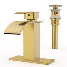 RUACQ Waterfall Bathroom Faucet, Single Handle, 1 or 3 Hole, Brushed Nickel