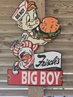 Giant Vintage Big Boy Sign - Frischs Fast Food Porcelain Sign, Gas,  30" X 20"