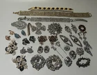 VTG Costume Jewelry Lot Rhinetones Signed &  Unsigned WEISS KRAMER Sterling GF