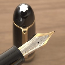 Vintage 1980s Montblanc 149 Meisterstuck 14K F-M 2 tone Ebonite Feeder W/Step