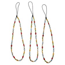 3pcs Bead Phone Strap Pendants Beaded Cell Phone Charm Lanyard Wrist Straps for