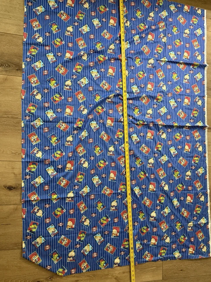 VTG 2000 Viacom Rugrats Cotton Fabric Nickelodeon 3ft x 5ft 5in Blue Character - Image 2 of 4
