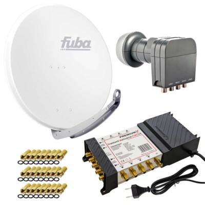 SAT Anlage 8 Teilnehmer Fuba DAA 850 W Satelliten Antenne 5-8 Multiswitch LNB 4K