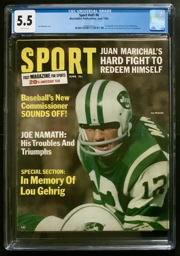 June 1966 Sport Magazine Joe Namath CGC 5.5 POP 1, 1 Higher NEWSSTAND