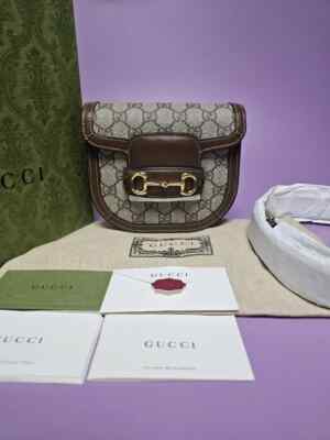 Gucci Brand New Horsebit 1955 Round Belt Bag Mini Brown 760198