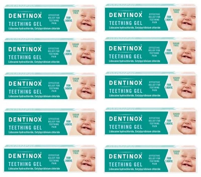 10 x DENTINOX Teething Gel (10g)** NP **PHARMACY STOCK** **only £5.99/unit