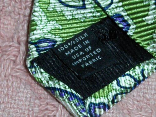 Vtg Express Design Studio Men 100% Silk London Tie Paisley Purple Green Necktie - Picture 2 of 4
