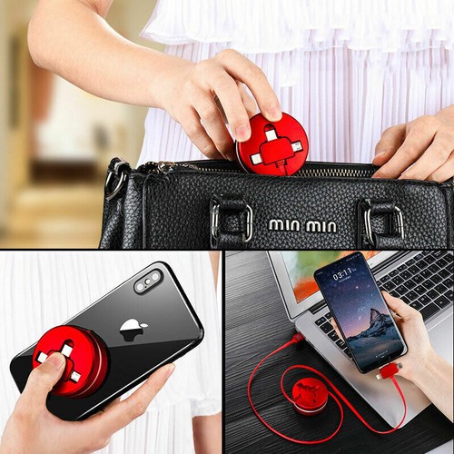 Retractable 3in1 Multi USB Charger Cable Micro Type-C For iPhone Cable Android D - Picture 9 of 18