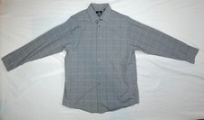 Calvin Klein Dress Shirt Men's 16.5 Gray 100 Cotton Plaid Regular Fit Formal