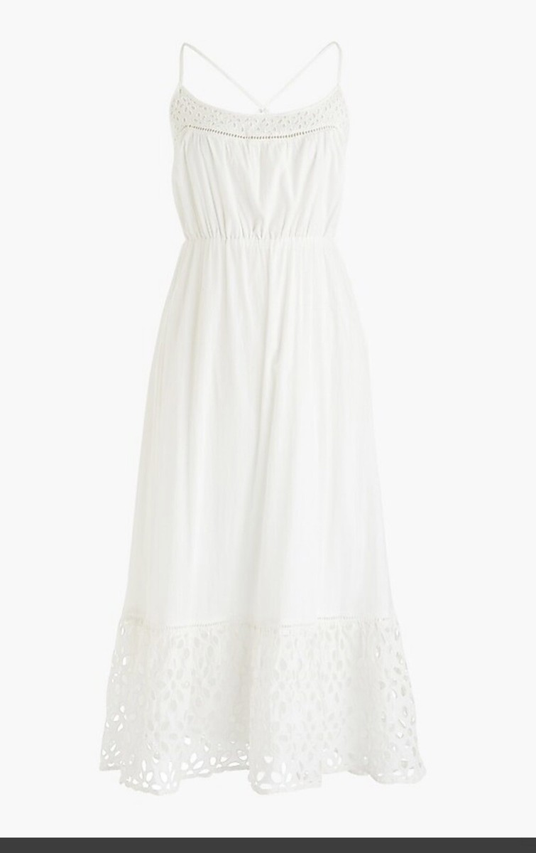 j crew factory eyelet midi dress Eyelet Mixed-media Midi Dress For Women