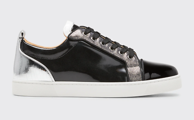 Christian Louboutin Louis Junior Orlato Flat Black Patent Low Top