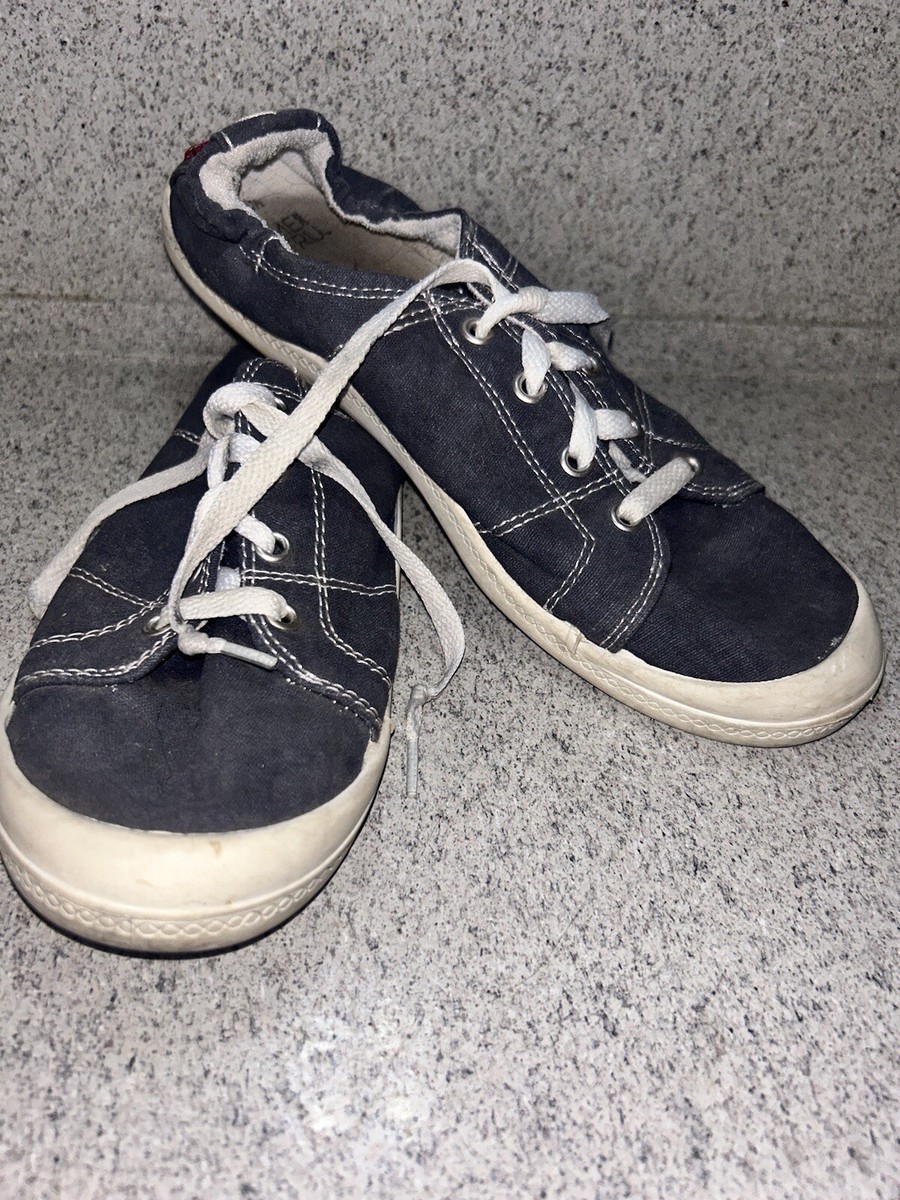 Time Tru Womens Sz Scrunch Back Sneakers Black Denim Shoes Memory Foam